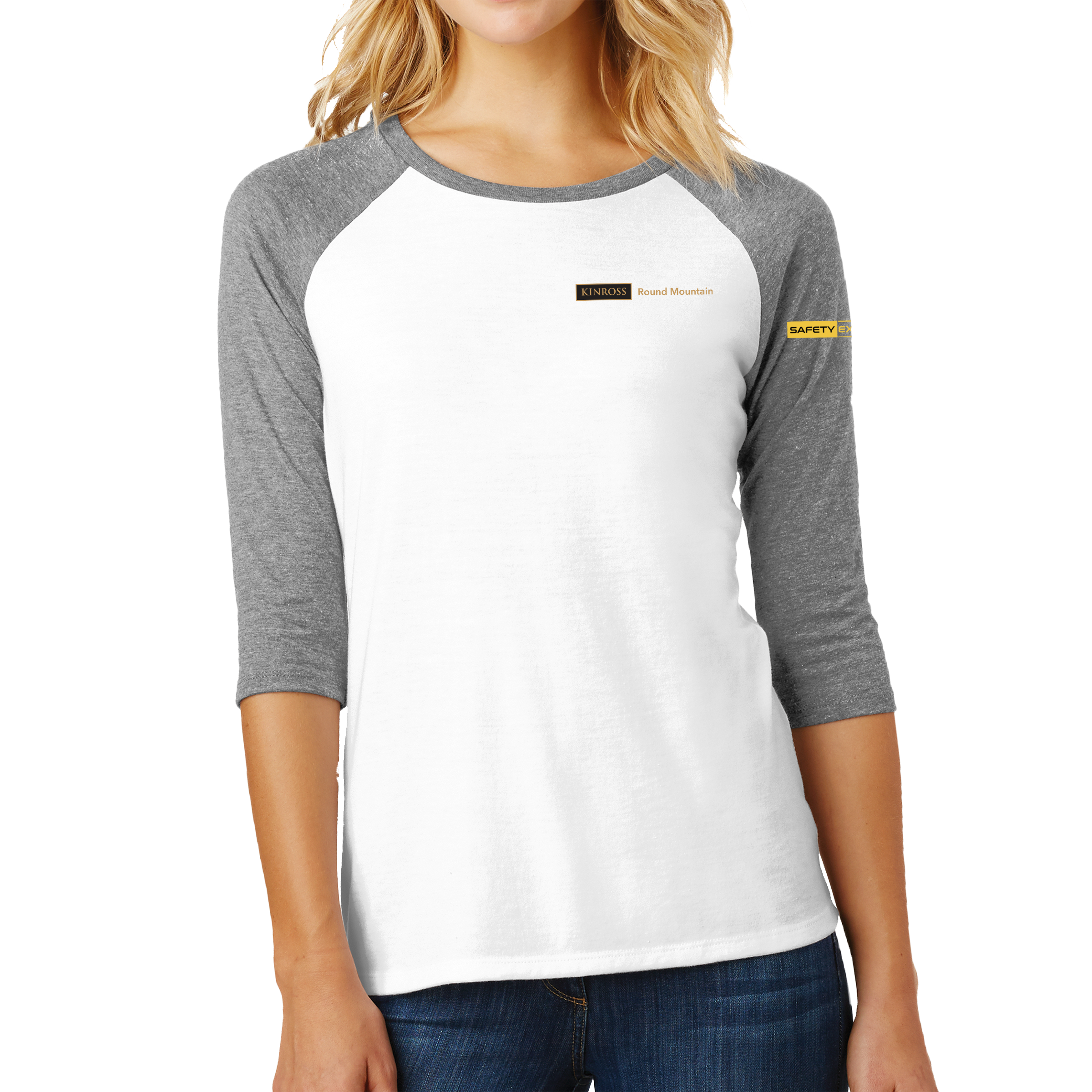 District Made Ladies Perfect Tri 3/4-Sleeve Raglan - Safety Excellence - Round Mountain